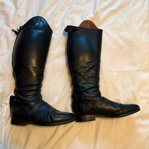 Custom Celeris Riding Boots – Size 10.5 – 20″ Tall / 16.75″ Calf – Black Leather